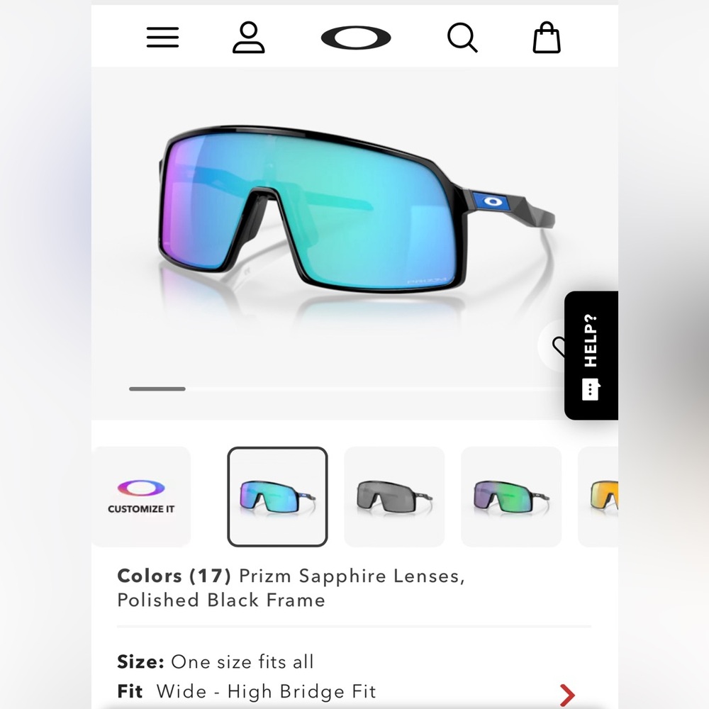 Oakley Sutro Prism Sapphire Lenses, Polished Black